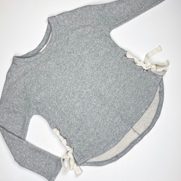 Mello Day Tops - FINAL - Mello Day French Terry Lace-up Sweatshirt